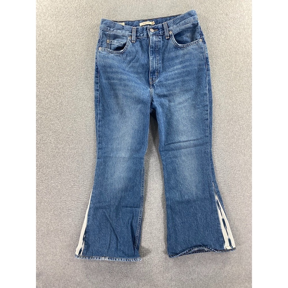 Levis Premium‎ 70s High Flare Jeans Bell Bottom Blue Denim Size 28 Aztec Hippie